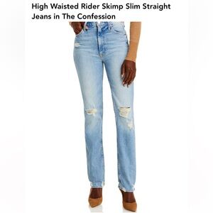 MOTHER Light Blue Straight Leg Jeans with Distressed Knees
